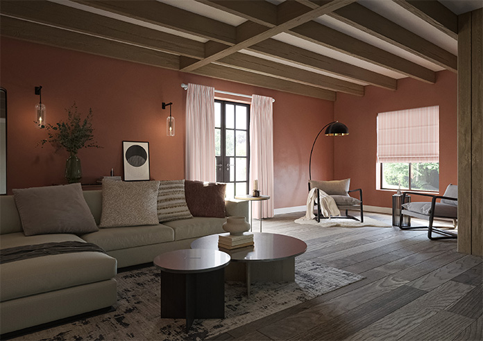 Lace Stripes, Coral - Motorised Roman Blind - Image 6